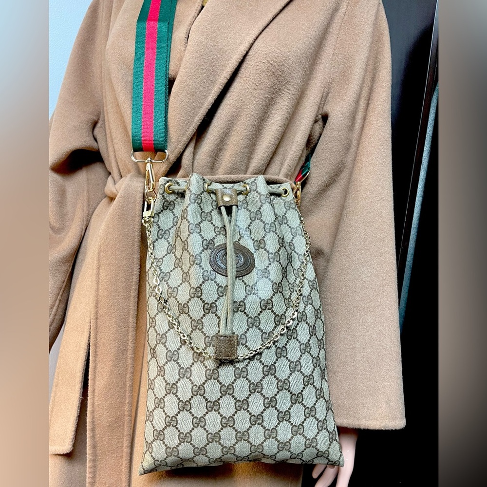 Authentic Gucci vintage GG canvas drawstring bag 97.19.303 (Q100) - Picture 3 of 16